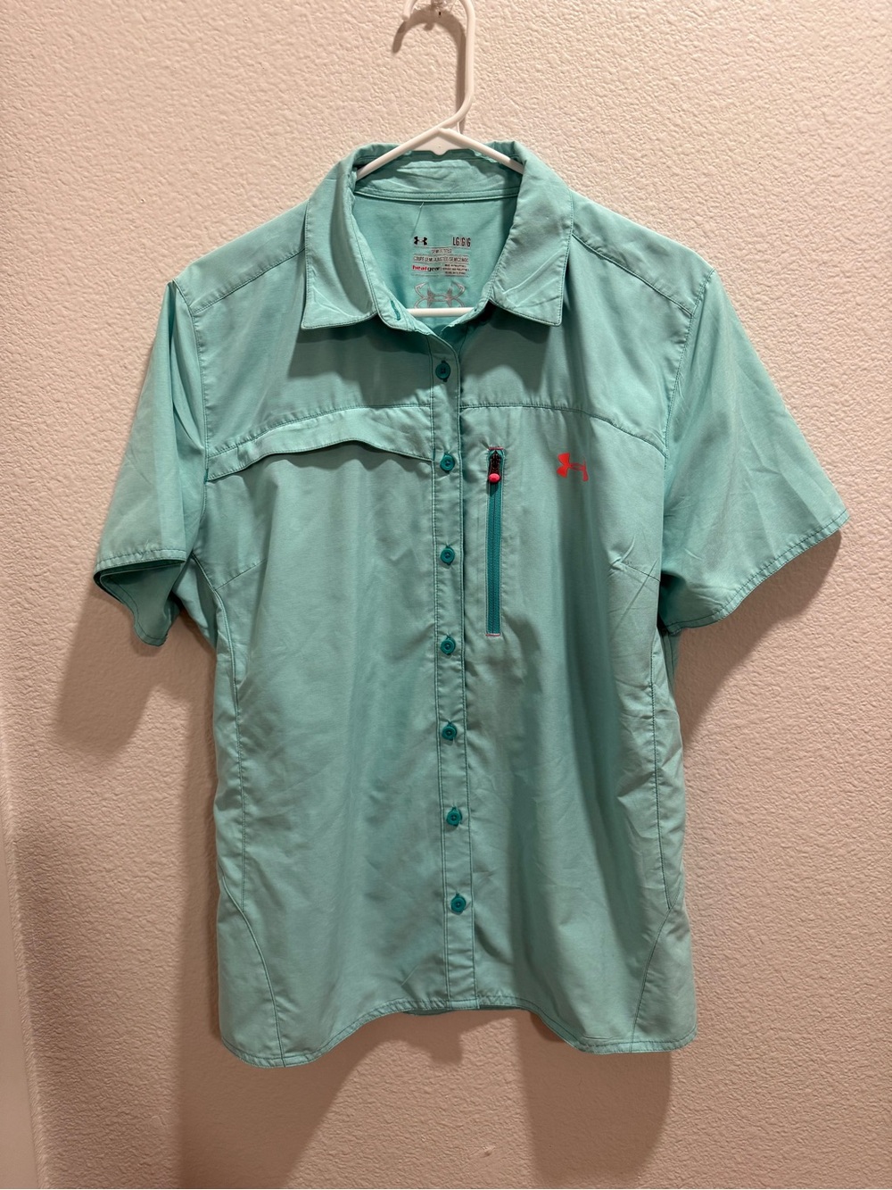 Under Armour Women's Short-Sleeve Button-Down Shirt - Aqua Green